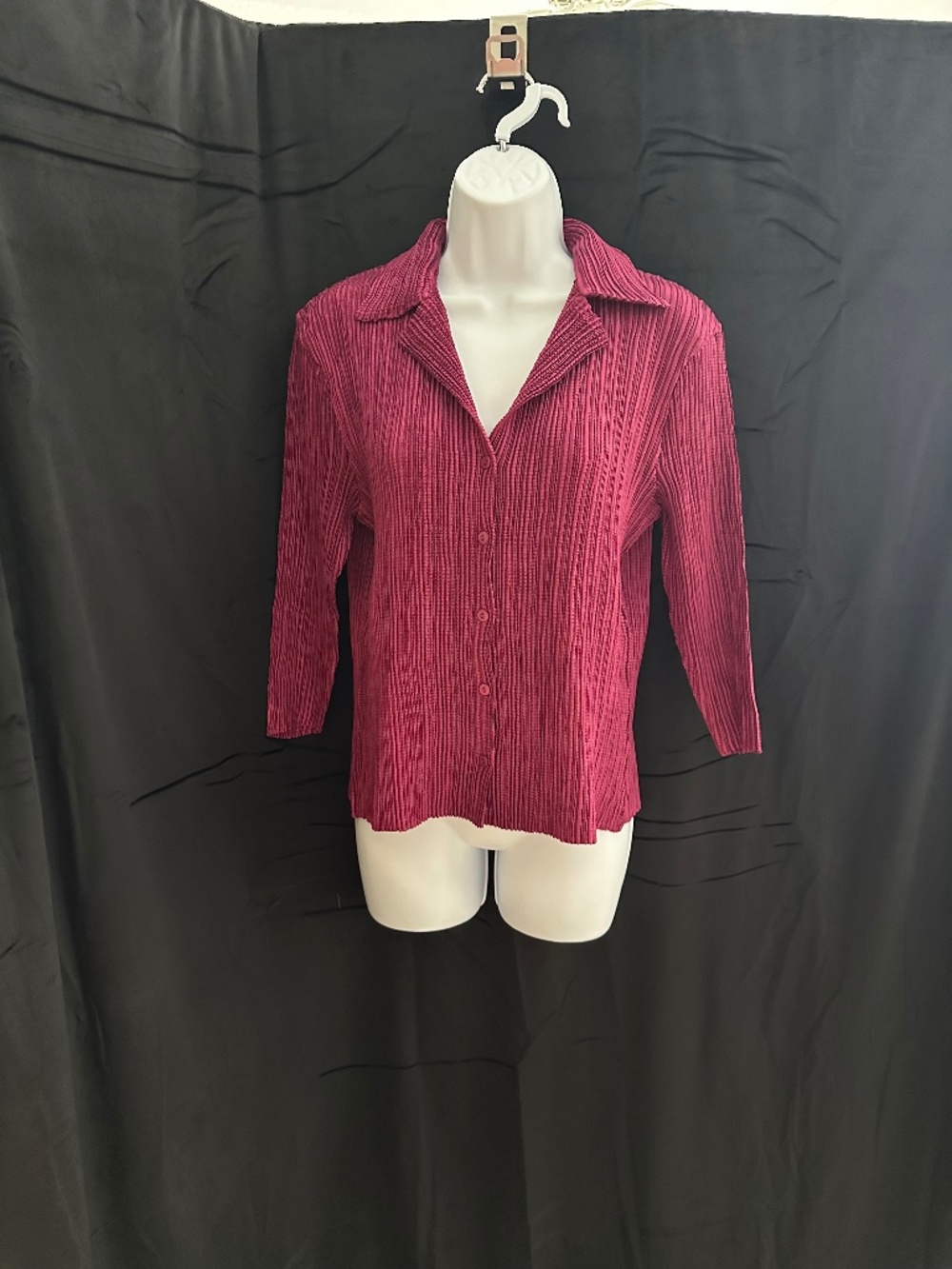 Analogy, cranberry color crinkle blouse, size S